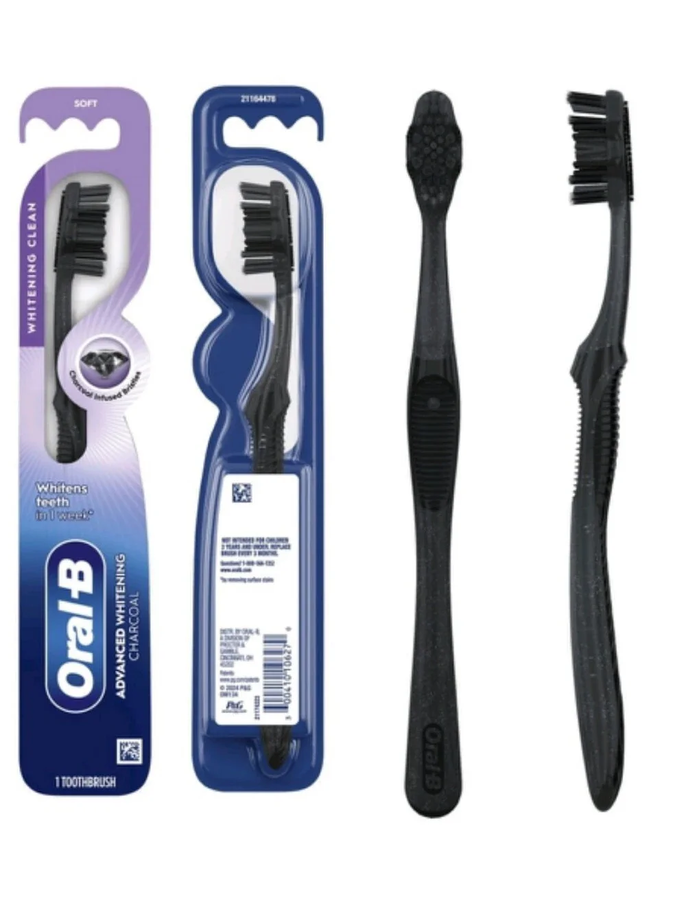 🍭7/$15 Oral-B Charcoal Whitening Toothbrush Soft Bristle